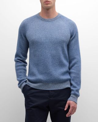 Men's Crewneck Ribbed Cashmere Sweater