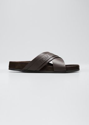 Men's Crisscross Leather Slide Sandals