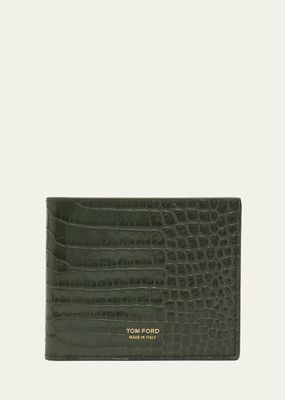 Men's Croc-Effect Leather T-Line Bifold Wallet