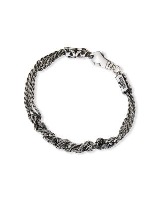 Men's Crocheted Rope Chain Bracelet, Silver