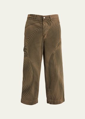 Men's Cropped Wave-Print Pants