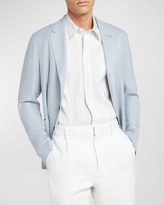 Men's Crossover Linen and Wool-Blend Shirt Jacket