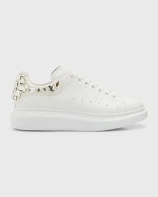 Men's Crystal Backstay Oversized Leather Low-Top Sneakers
