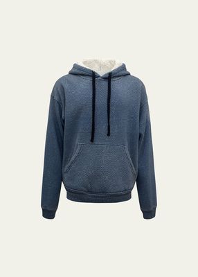 Men's Crystal-Embellished Hoodie with Sherpa Lining