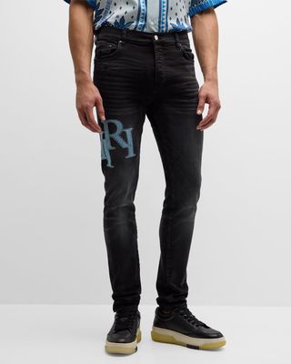 Men's Crystal Staggered Logo Jeans