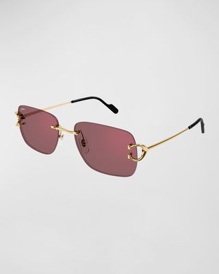 Men's CT0330SM Rimless Rectangle Sunglasses
