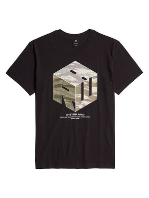 Men's Cube Cotton T-Shirt - Black - Size Medium