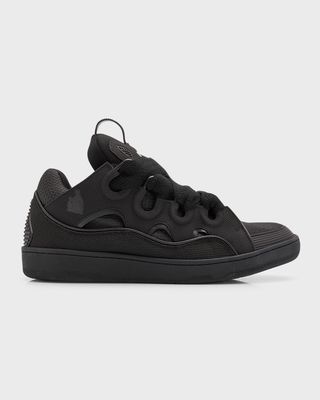Men's Curb Chunky Leather Low-Top Sneakers