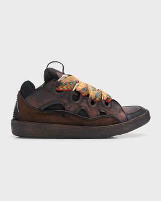 Men's Curb Leather Low-Top Sneakers