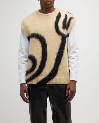 Men's Currain Swirly Graphic Sweater Vest