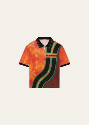 Men's Curved-Stripe Soccer Polo Shirt
