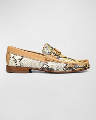 Men's Dacio 6 Snake-Embossed Leather Bit Loafers