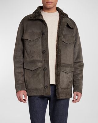 Men's Dalby Suede Curly Shearling Jacket