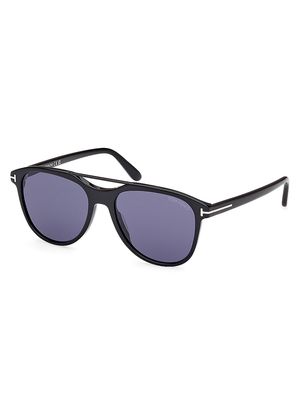 Men's Damian 54MM Pilot Sunglasses - Shiny Black Blue