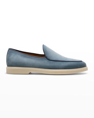 Men's Danil Suede-Leather Apron Toe Loafers