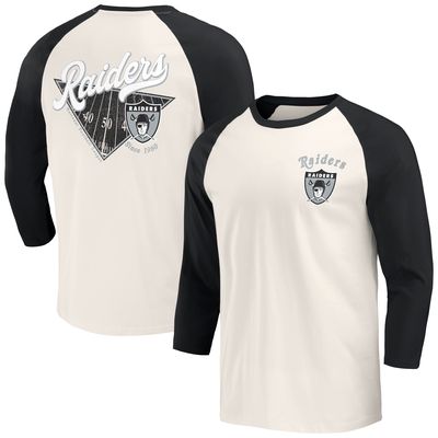 Men's Darius Rucker Collection by Fanatics Black/White Las Vegas Raiders Raglan 3/4 Sleeve T-Shirt