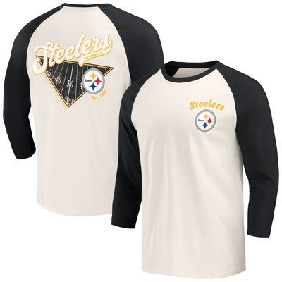 Men's Darius Rucker Collection by Fanatics Black/White Pittsburgh Steelers Raglan 3/4 Sleeve T-Shirt