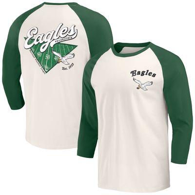 Men's Darius Rucker Collection by Fanatics Kelly Green/White Philadelphia Eagles Raglan 3/4 Sleeve T-Shirt