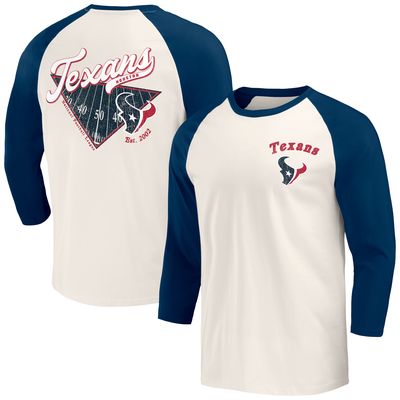 Men's Darius Rucker Collection by Fanatics Navy/White Houston Texans Raglan 3/4 Sleeve T-Shirt