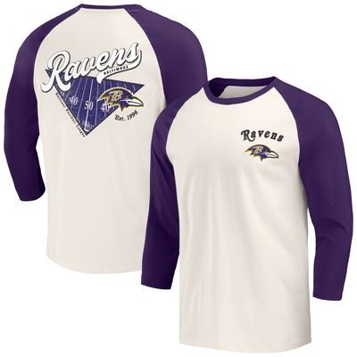 Men's Darius Rucker Collection by Fanatics Purple/White Baltimore Ravens Raglan 3/4 Sleeve T-Shirt