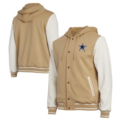 Men's Darius Rucker Collection by Fanatics Tan Dallas Cowboys Baseball Full-Snap Tri-Blend Hoodie Jacket