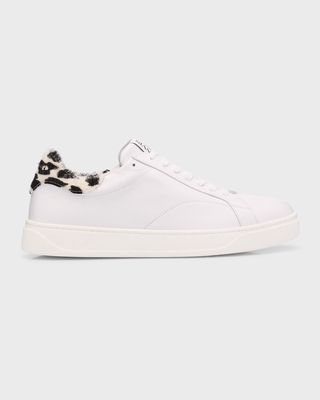 Men's DDB0 Leather and Calf Hair Low-Top Sneakers