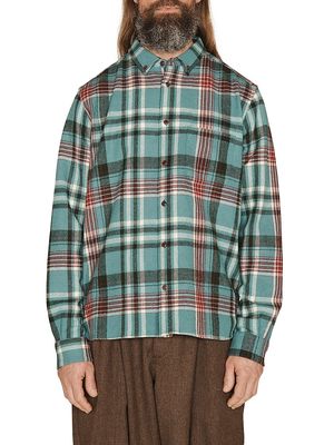 Men's Dean Plaid Wool Shirt - Green Multi - Size Small