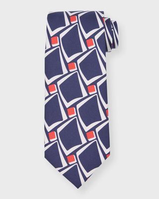 Men's Deco-Print Silk Tie