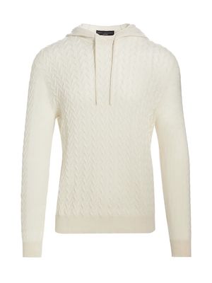 Men's Deconstructed Cashmere Cable Knit Hoodie - Ivory - Size 40 - Ivory - Size 40