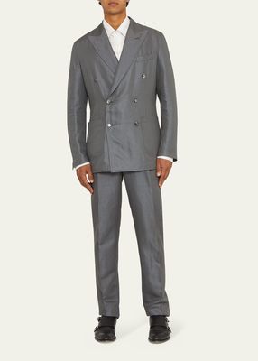 Men's Deconstructed Double-Breasted Blazer