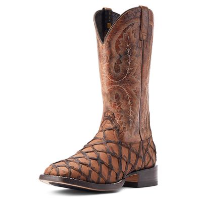 Men's Deep Water Western Boots in Aged Tan Piraruci Leather