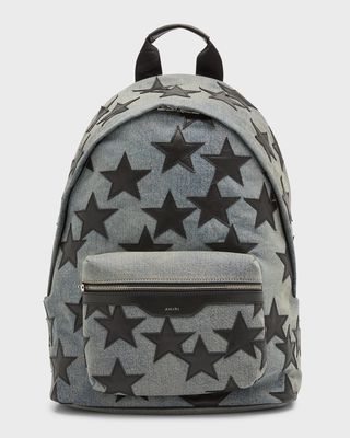 Men's Denim Backpack with Star Detail