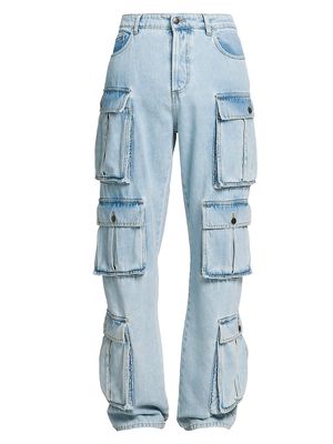 Men's Denim Cargo Pants - Denim - Size 34 - Denim - Size 34