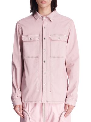 Men's Denim Cotton Overshirt - Faded Pink - Size Small - Faded Pink - Size Small
