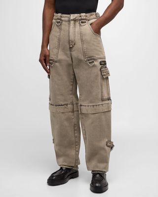 Men's Denim Detailed Hardware Pants