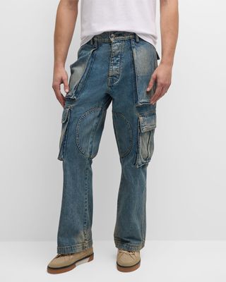Men's Denim Multi-Pocket Cargo Pants
