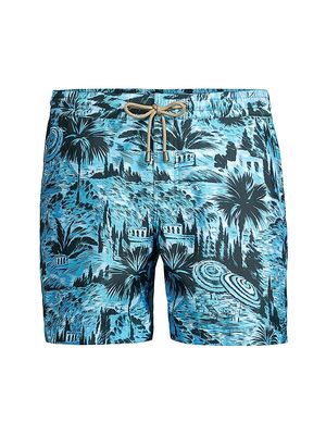 Men's Desert Tropical Printed Swim Shorts - Blue - Size 34 - Blue - Size 34