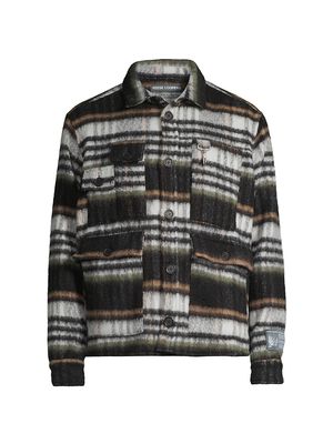 Men's Desire Paths Wool Flannel Shirt - Black - Size Small