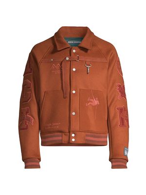 Men's Desire Paths Wool Varsity Jacket - Burnt Orange - Size Small