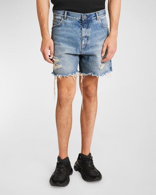 Men's Destroyed Denim Shorts