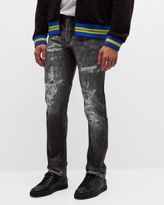 Men's Destroyed Slim-Straight Jeans