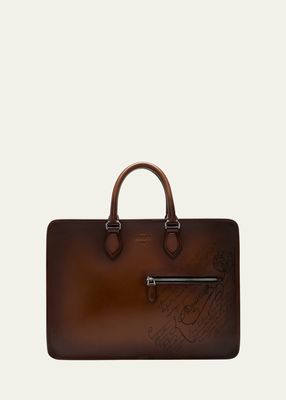 Men's Deux Jours Scritto Swipe Leather Briefcase