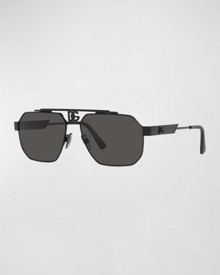 Men's DG Double-Bridge Steel Aviator Sunglasses
