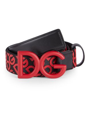 Men's DG Logo Buckle Belt - Red Black - Size 34