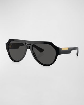 Men's Dg4466 Acetate Double-Bridge Aviator Sunglasses