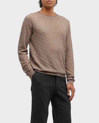 Men's Diagonal-Knit Crewneck Sweater