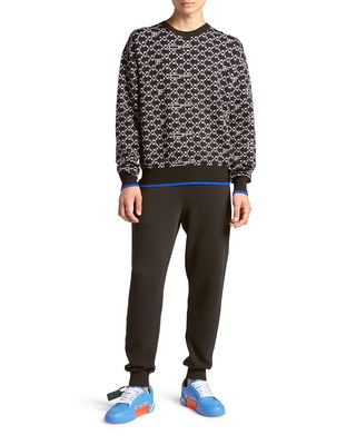 Men's Diagonal-Outline Knit Jogger Pants