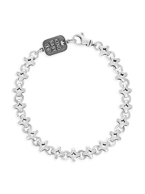 Men's Diamond Link Sterling Silver Bracelet - Silver - Silver