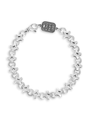 Men's Diamond-Link Sterling Silver Bracelet - Silver
