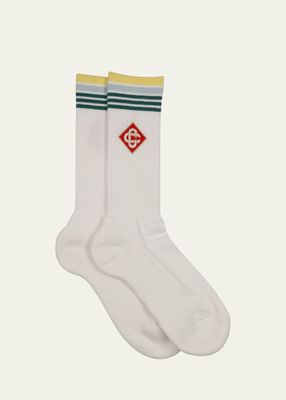 Men's Diamond Logo Ribbed Crew Socks